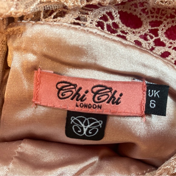 Chi chi London Blush Pink body on lace MIDI Dress - Picture 6 of 7